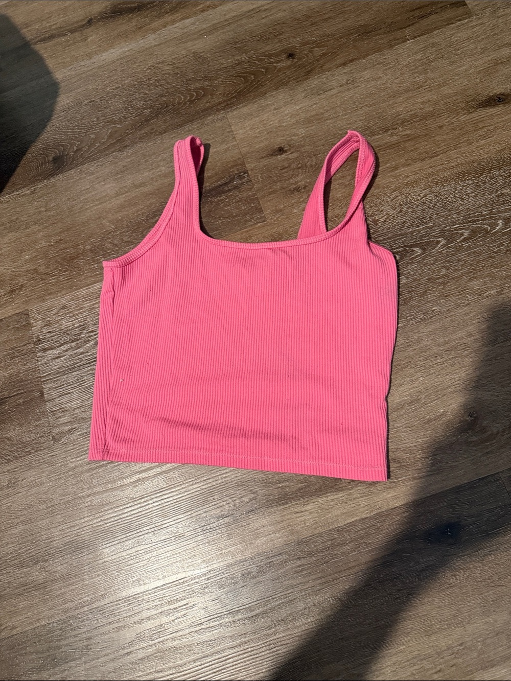 Pink Ribbed Tank Crop Top